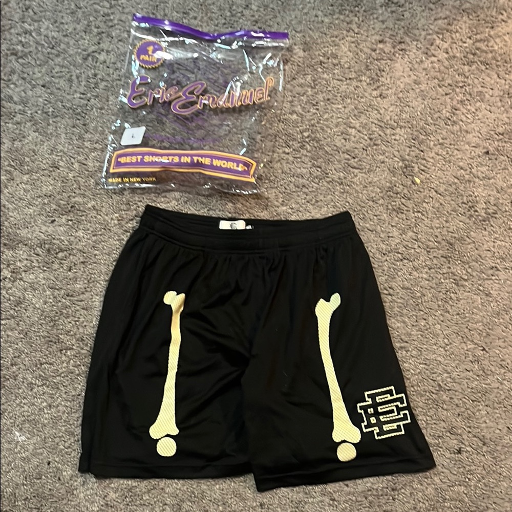 Eric Emanuel Black Shorts with Cream Accents